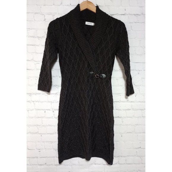 Calvin Klein Size Small Gray Turtleneck Long sleeve Sweater Dress - Picture 1 of 8